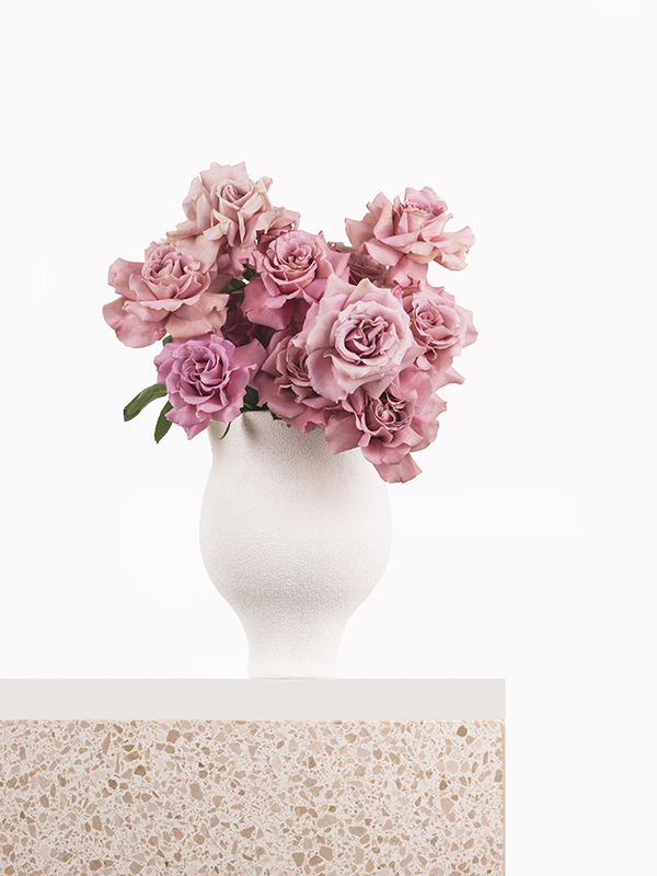 Shop Purple roses in White Fibre Glass Vase