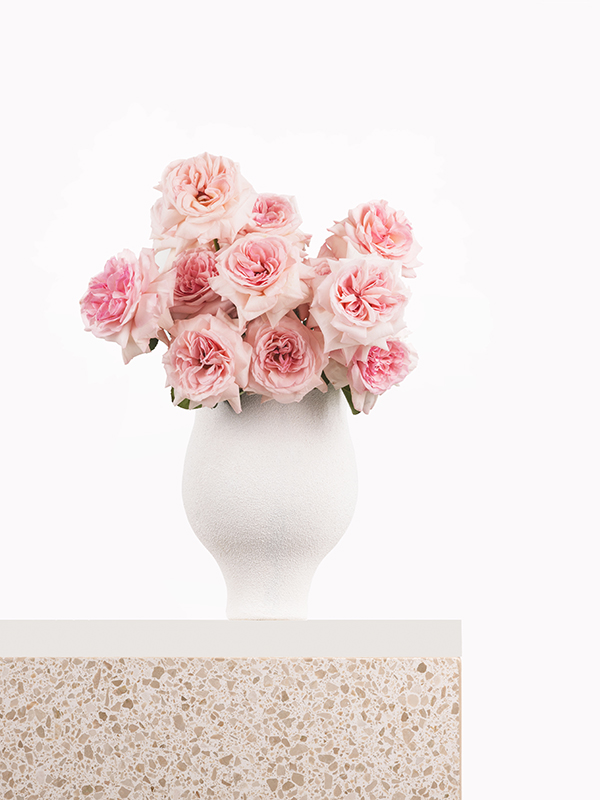 Shop Pink roses in White Fibre Glass Vase
