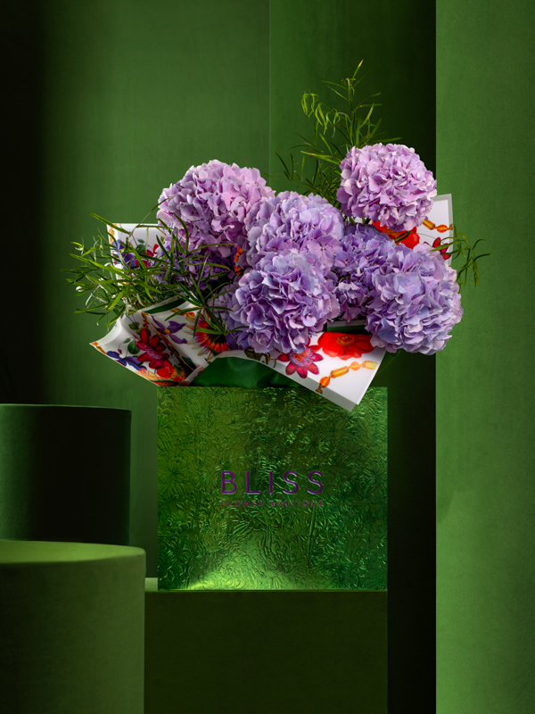 Purple hydrangea in bliss bouquet